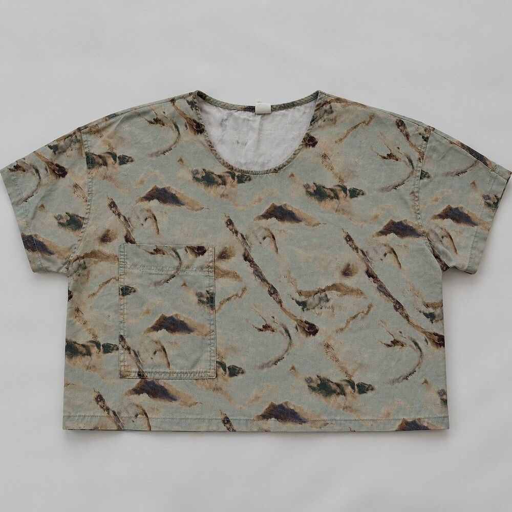 Eve Gravel Art To Wear Boxy Top Seafoam Marble Print Large